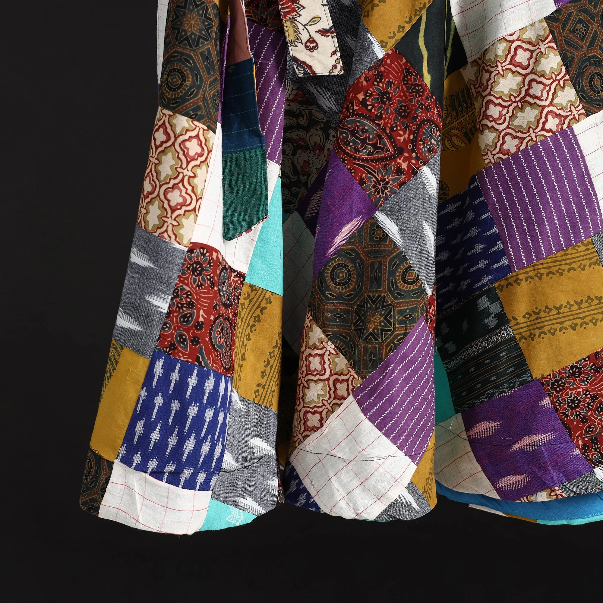 Multicolor - Tukdi Patchwork Cotton Wrap Around Skirt 17 - Image 4