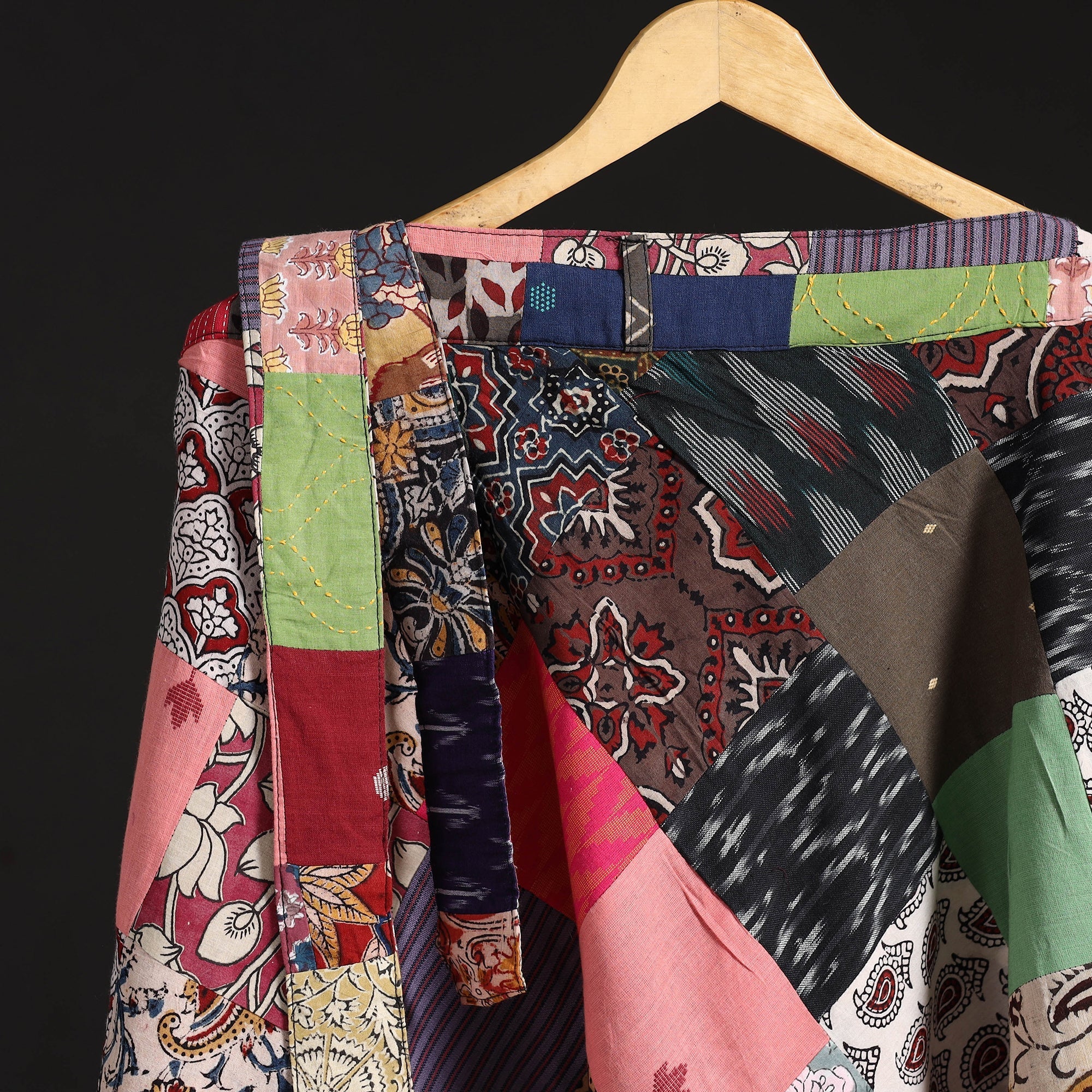 Multicolor - Tukdi Patchwork Cotton Wrap Around Skirt 19 - Image 3