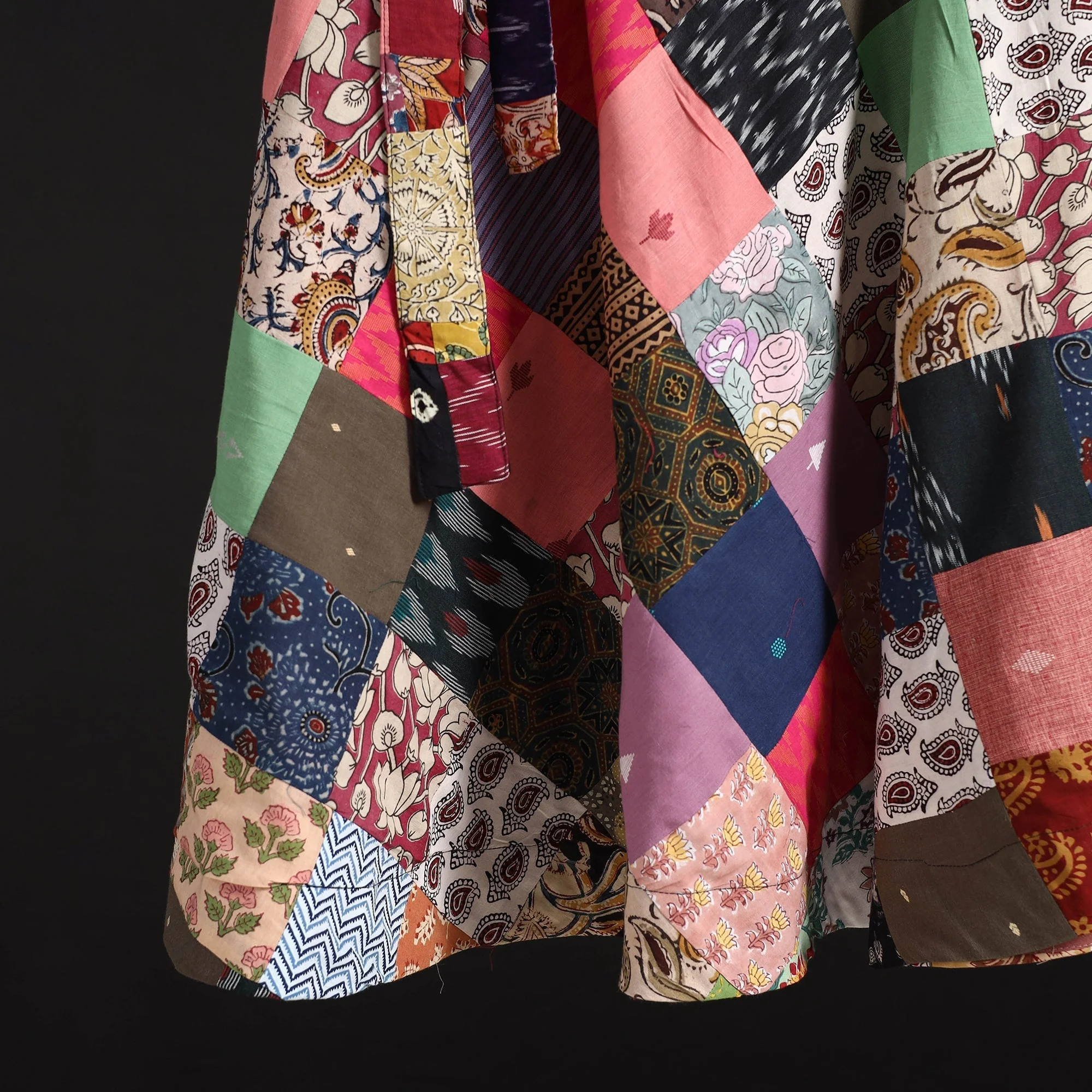 Multicolor - Tukdi Patchwork Cotton Wrap Around Skirt 19 - Image 4