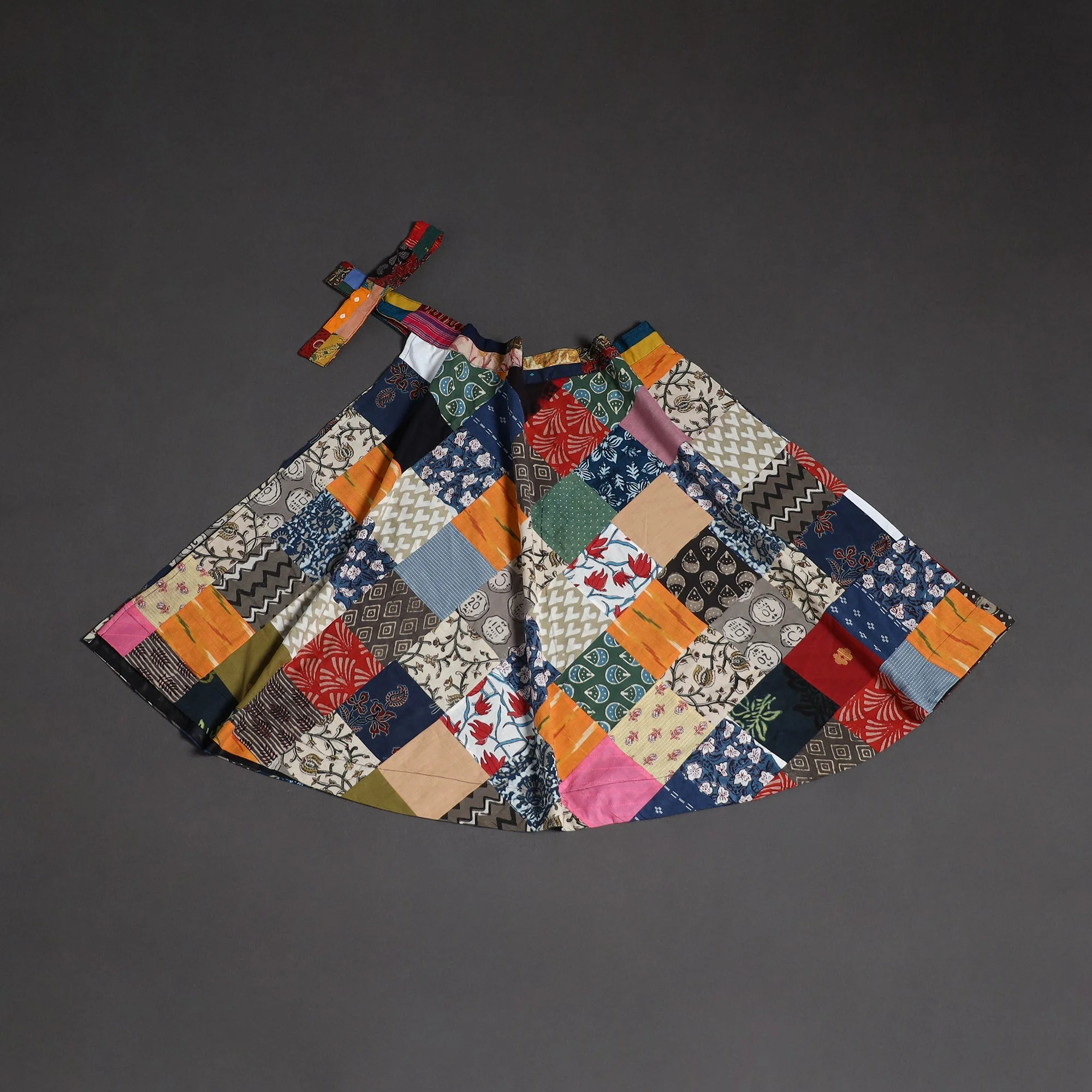 Multicolor - Tukdi Patchwork Cotton Wrap Around Skirt 22 - Image 2