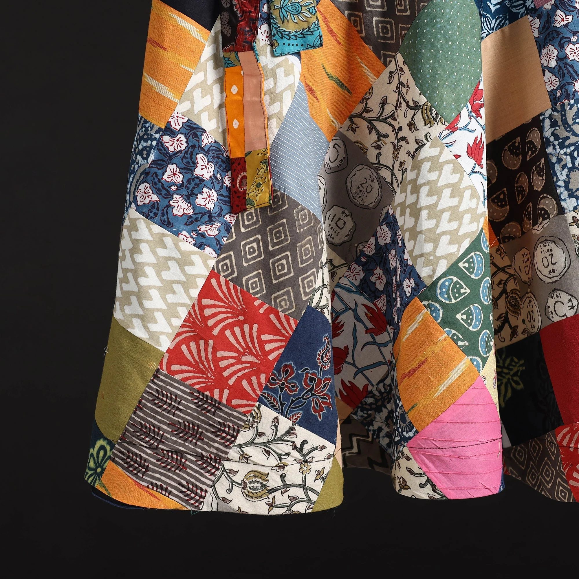 Multicolor - Tukdi Patchwork Cotton Wrap Around Skirt 22 - Image 4