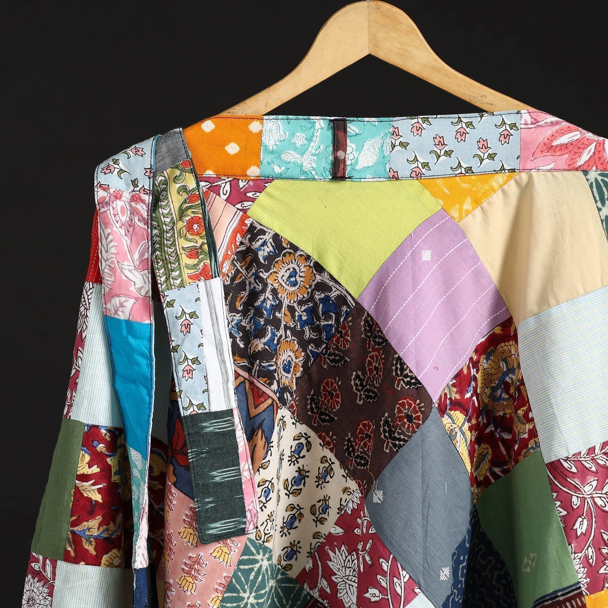 Multicolor - Tukdi Patchwork Cotton Wrap Around Skirt 24 - Image 3