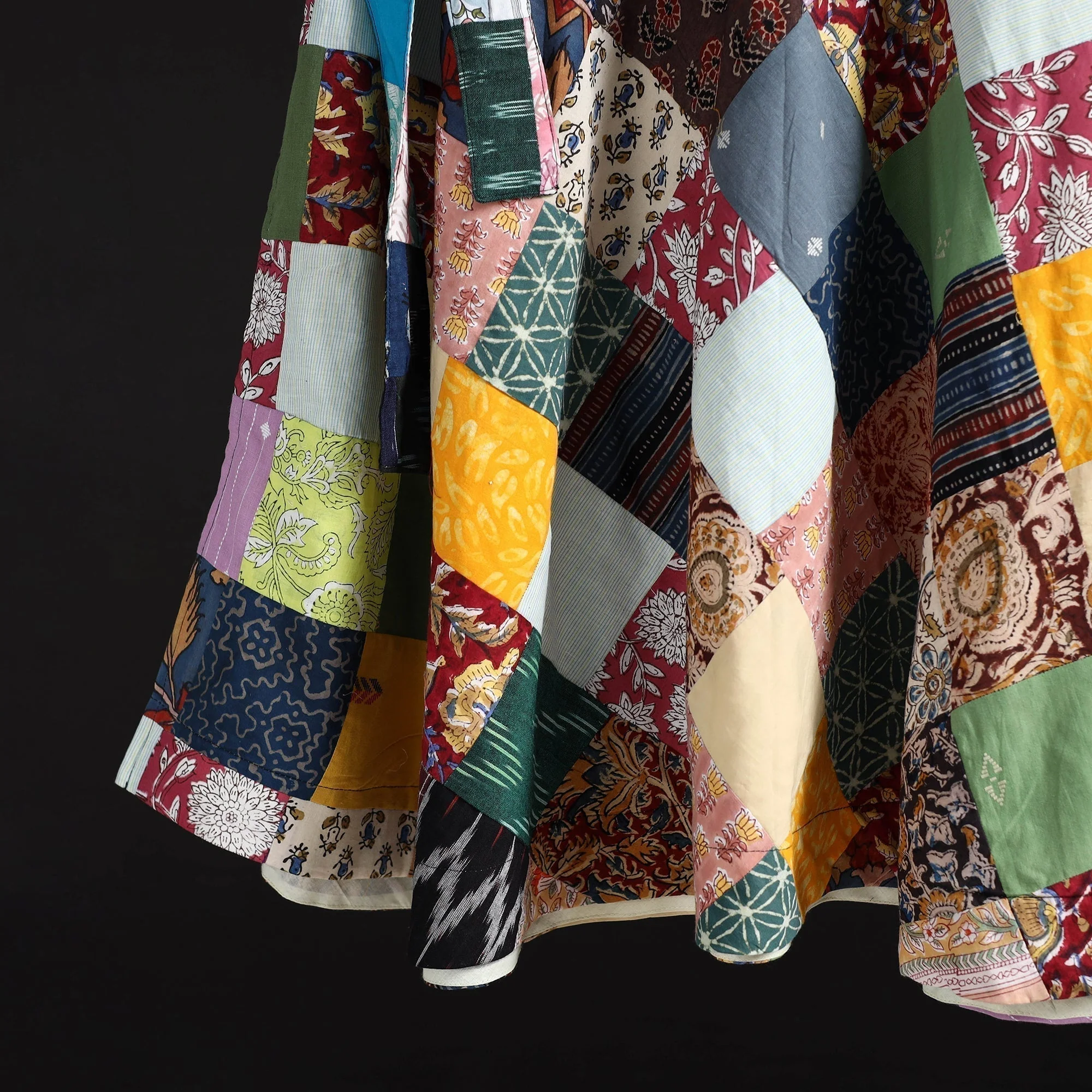 Multicolor - Tukdi Patchwork Cotton Wrap Around Skirt 24 - Image 4