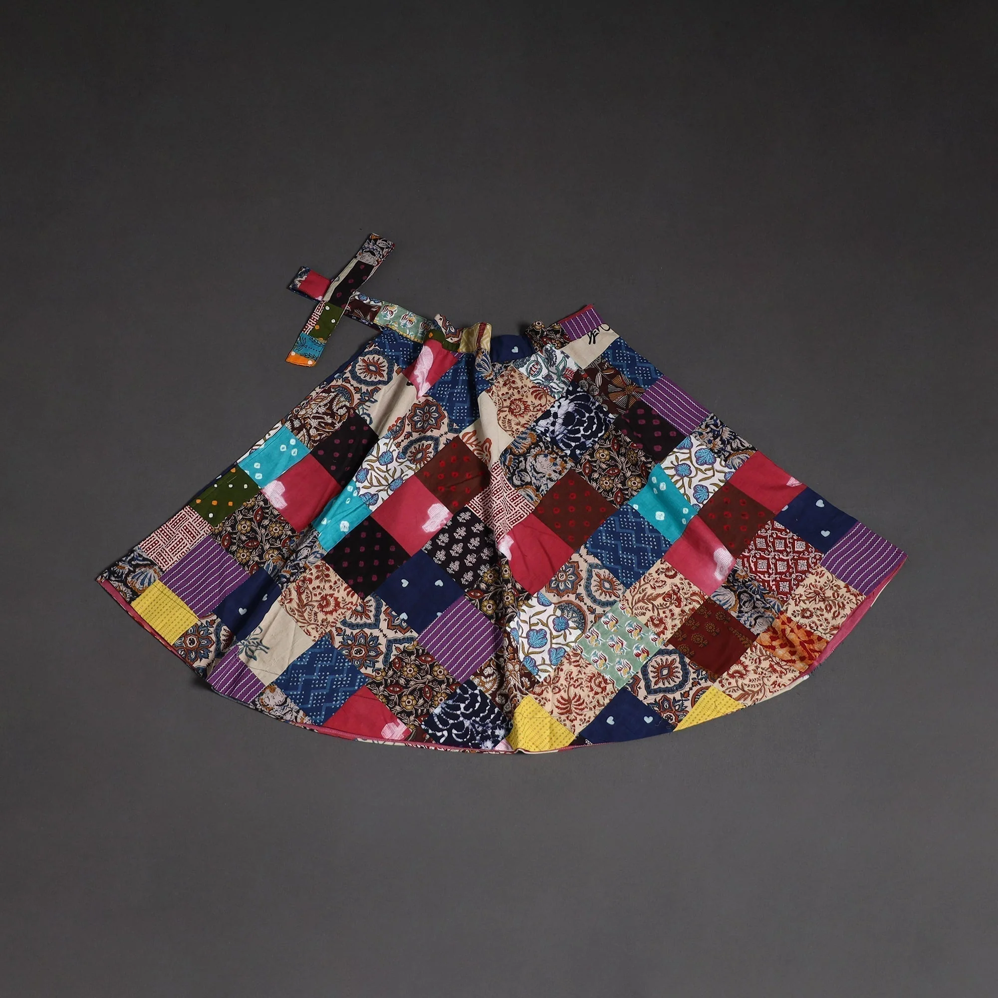 Multicolor - Tukdi Patchwork Cotton Wrap Around Skirt 25 - Image 2