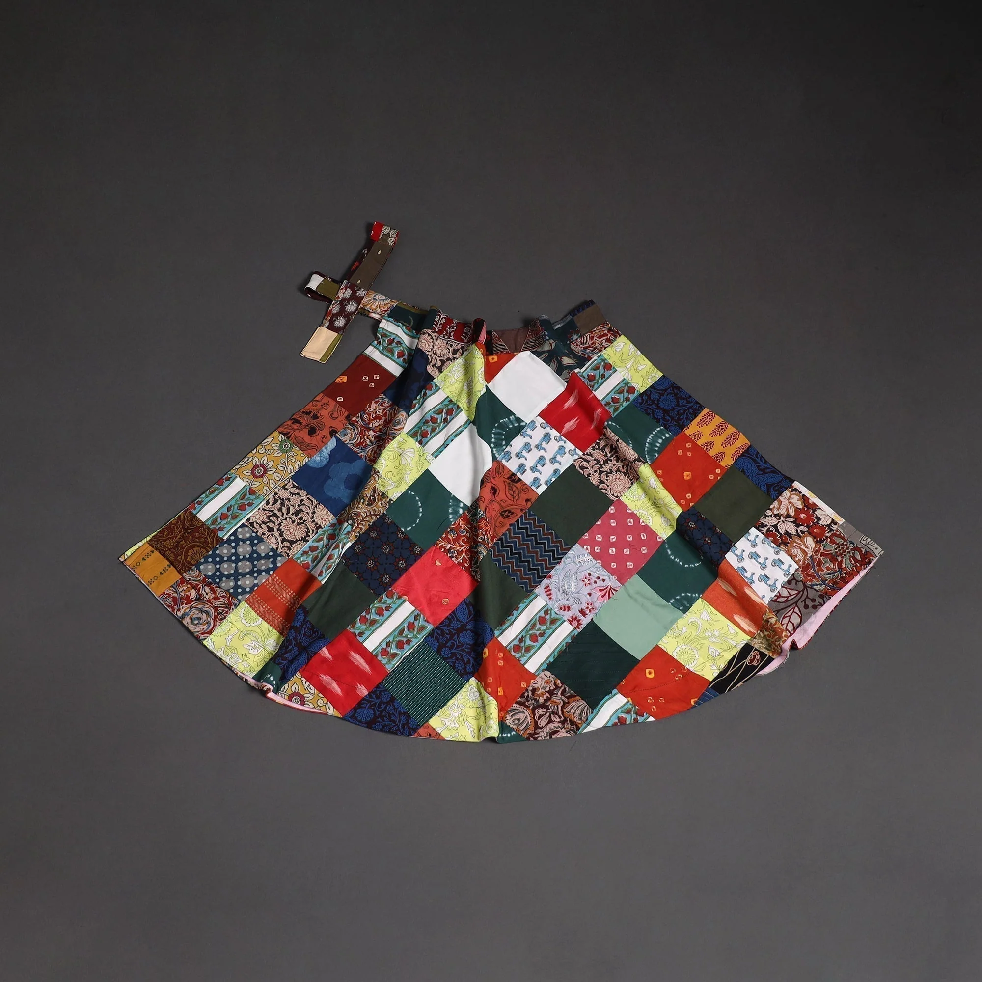 Multicolor - Tukdi Patchwork Cotton Wrap Around Skirt 26 - Image 2