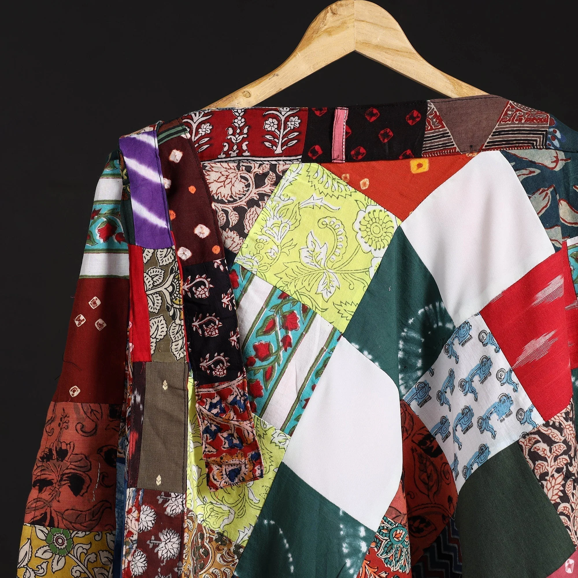 Multicolor - Tukdi Patchwork Cotton Wrap Around Skirt 26 - Image 3