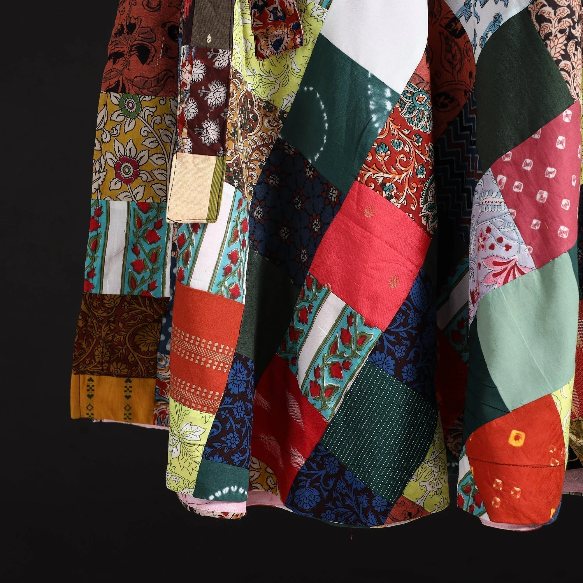Multicolor - Tukdi Patchwork Cotton Wrap Around Skirt 26 - Image 4