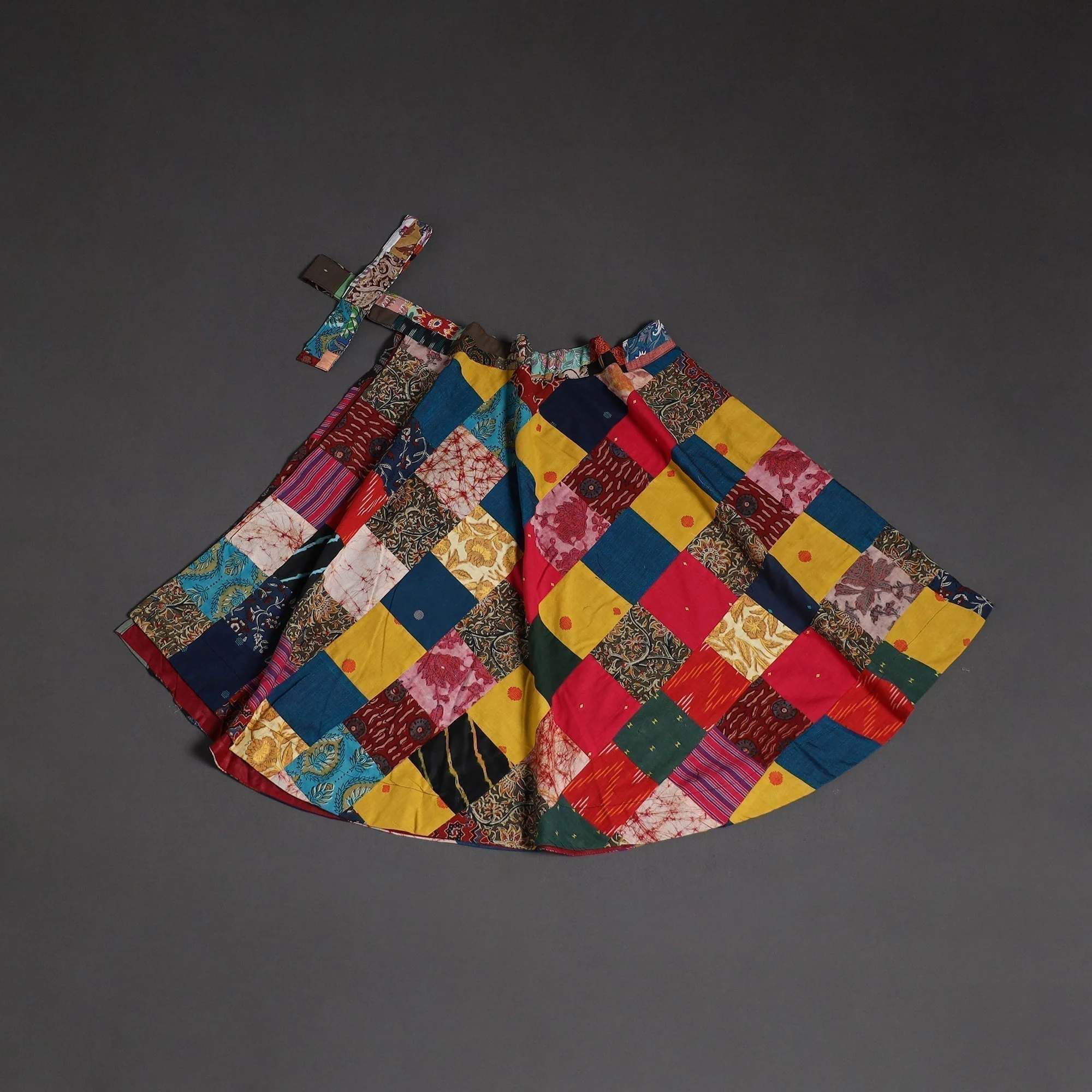 Multicolor - Tukdi Patchwork Cotton Wrap Around Skirt 27 - Image 2