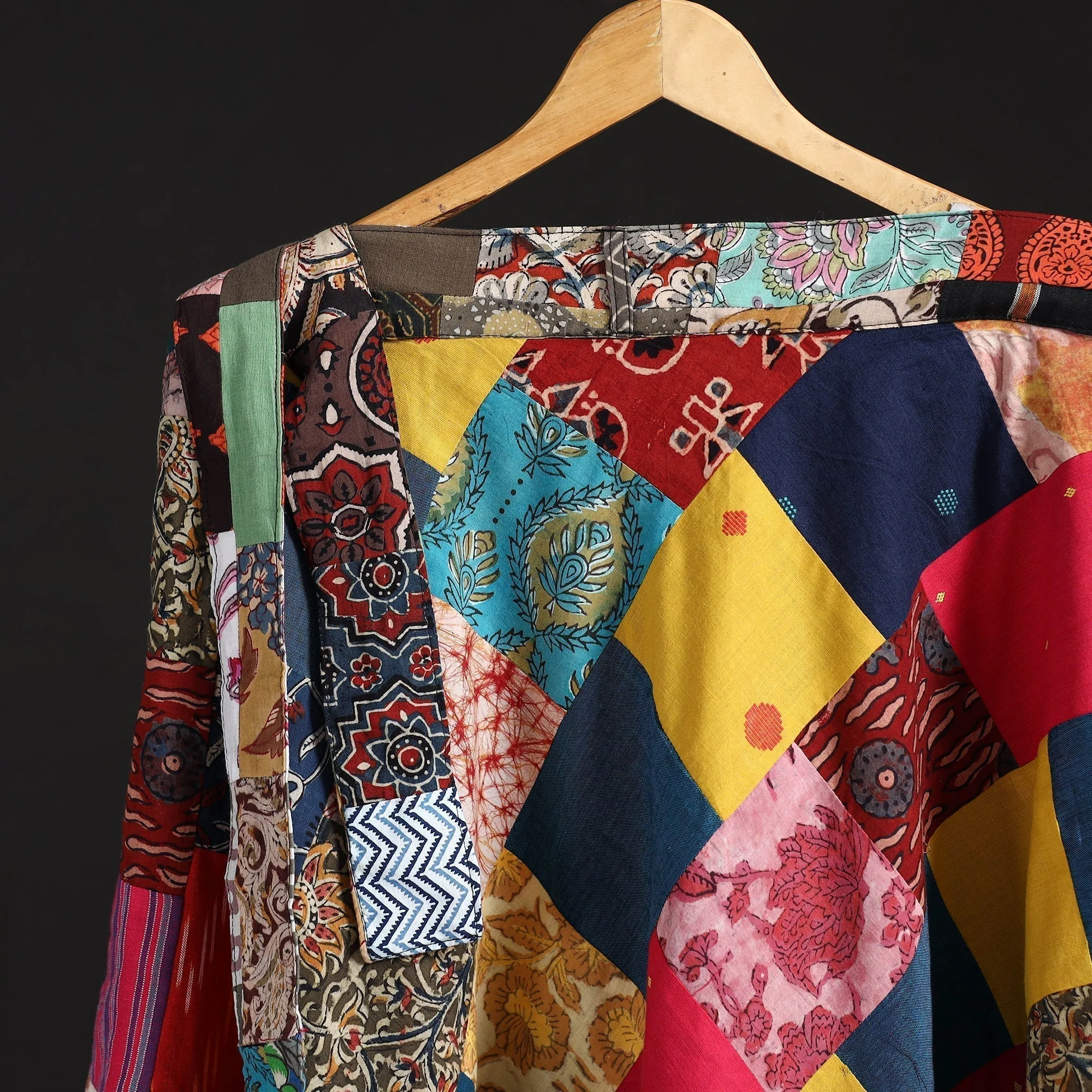 Multicolor - Tukdi Patchwork Cotton Wrap Around Skirt 27 - Image 3