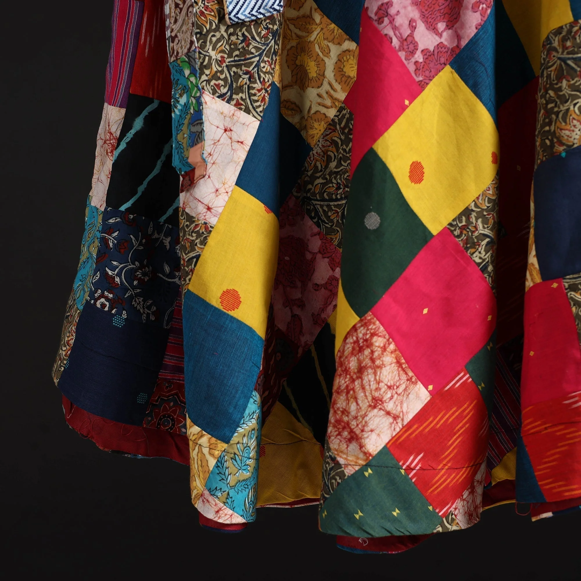 Multicolor - Tukdi Patchwork Cotton Wrap Around Skirt 27 - Image 4