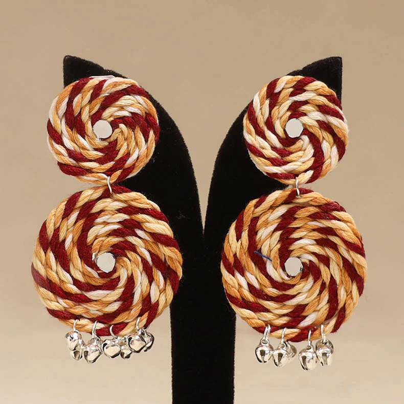 Multicolor - Vaani Ghungroo Work Thread Earrings - Image 2