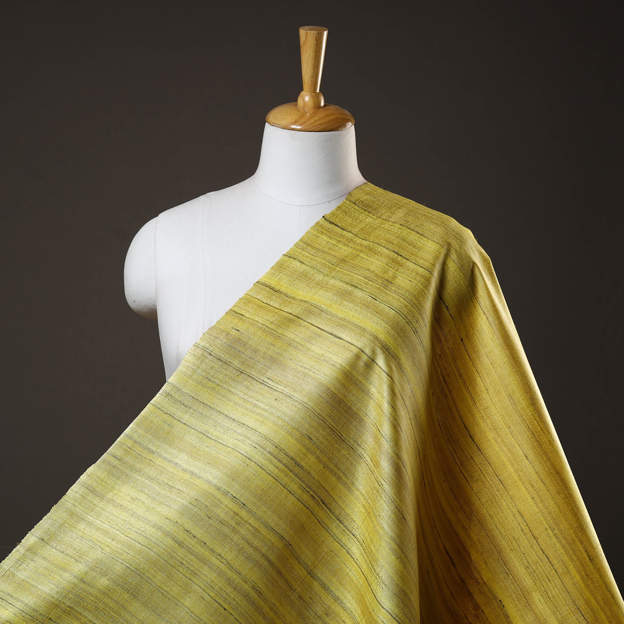 Yellow - Vidarbha Pure Tussar x Ghicha Silk Handloom Fabric 02