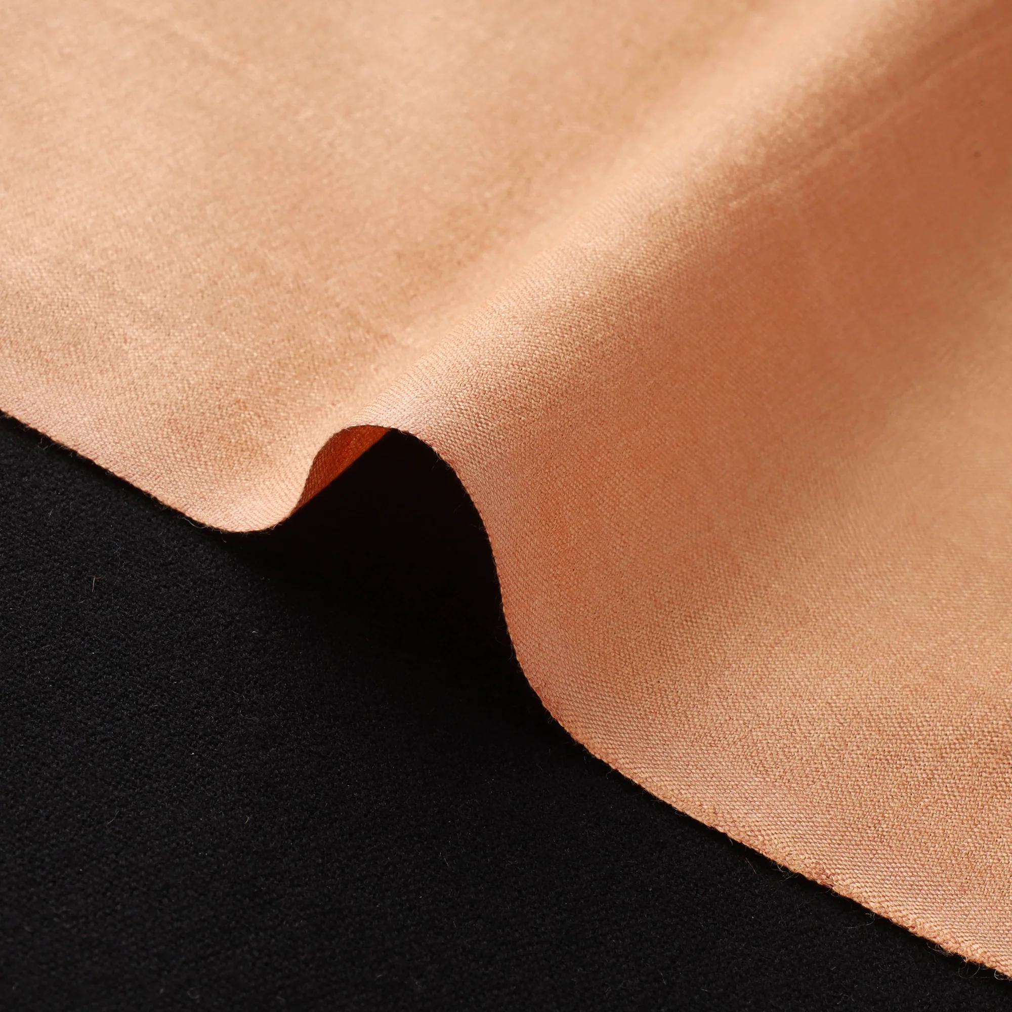 Orange - Vidarbha Tussar Silk Handwoven Plain Fabric 03 - Image 4