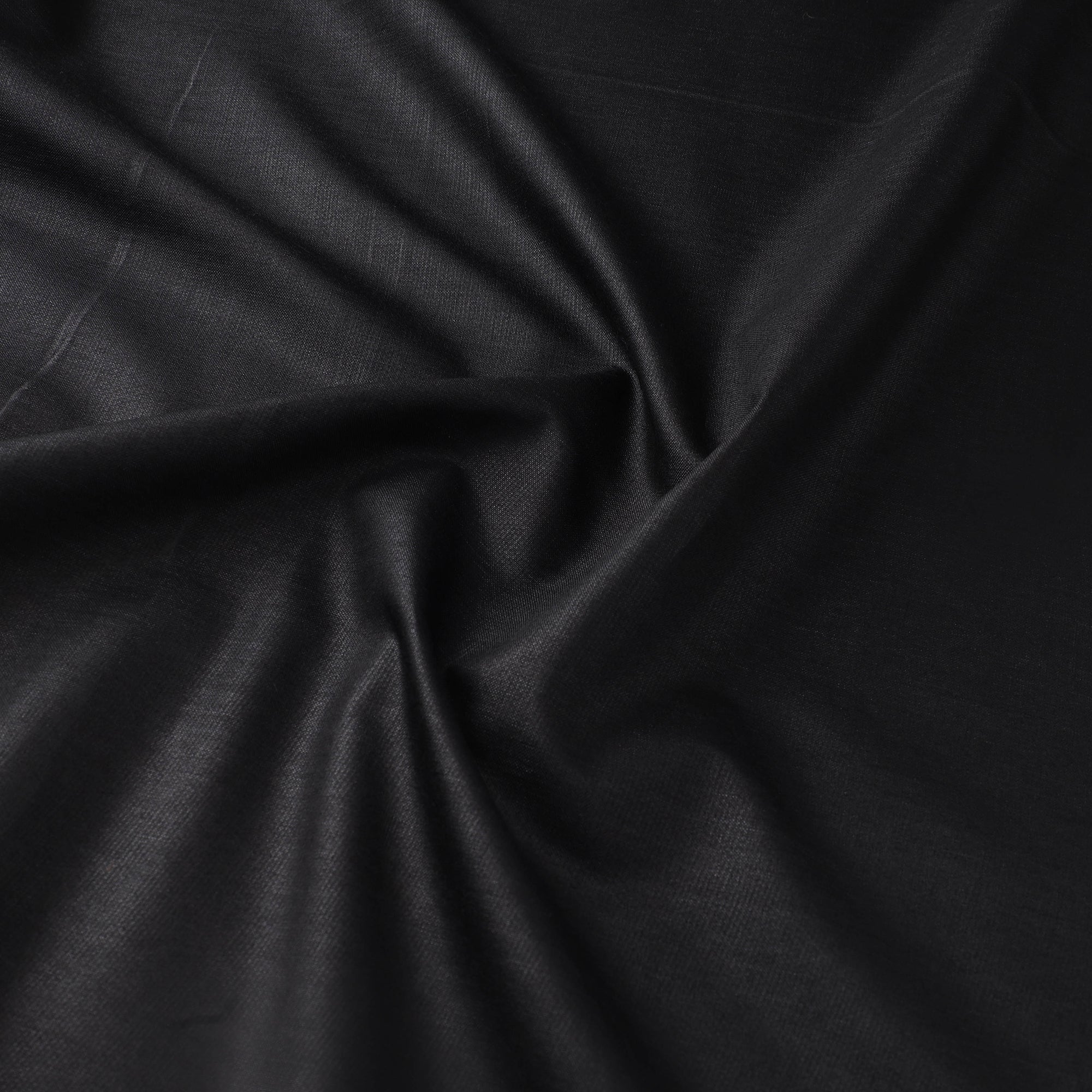 Black - Vidarbha Tussar Silk Handwoven Plain Fabric 11 - Image 3