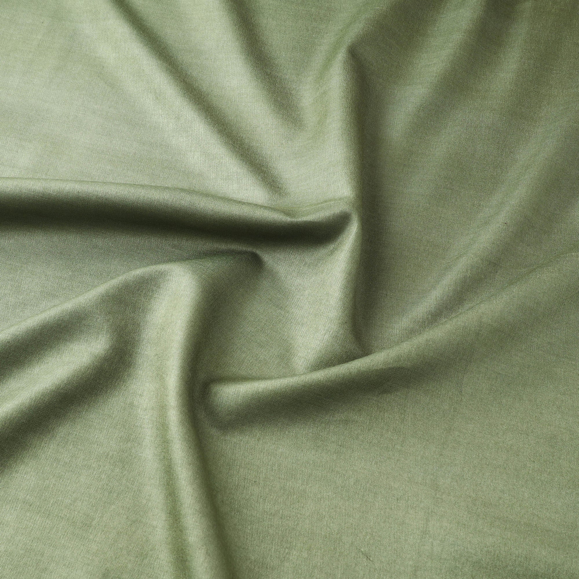 Green - Vidarbha Tussar Silk Handwoven Plain Fabric 12 - Image 3