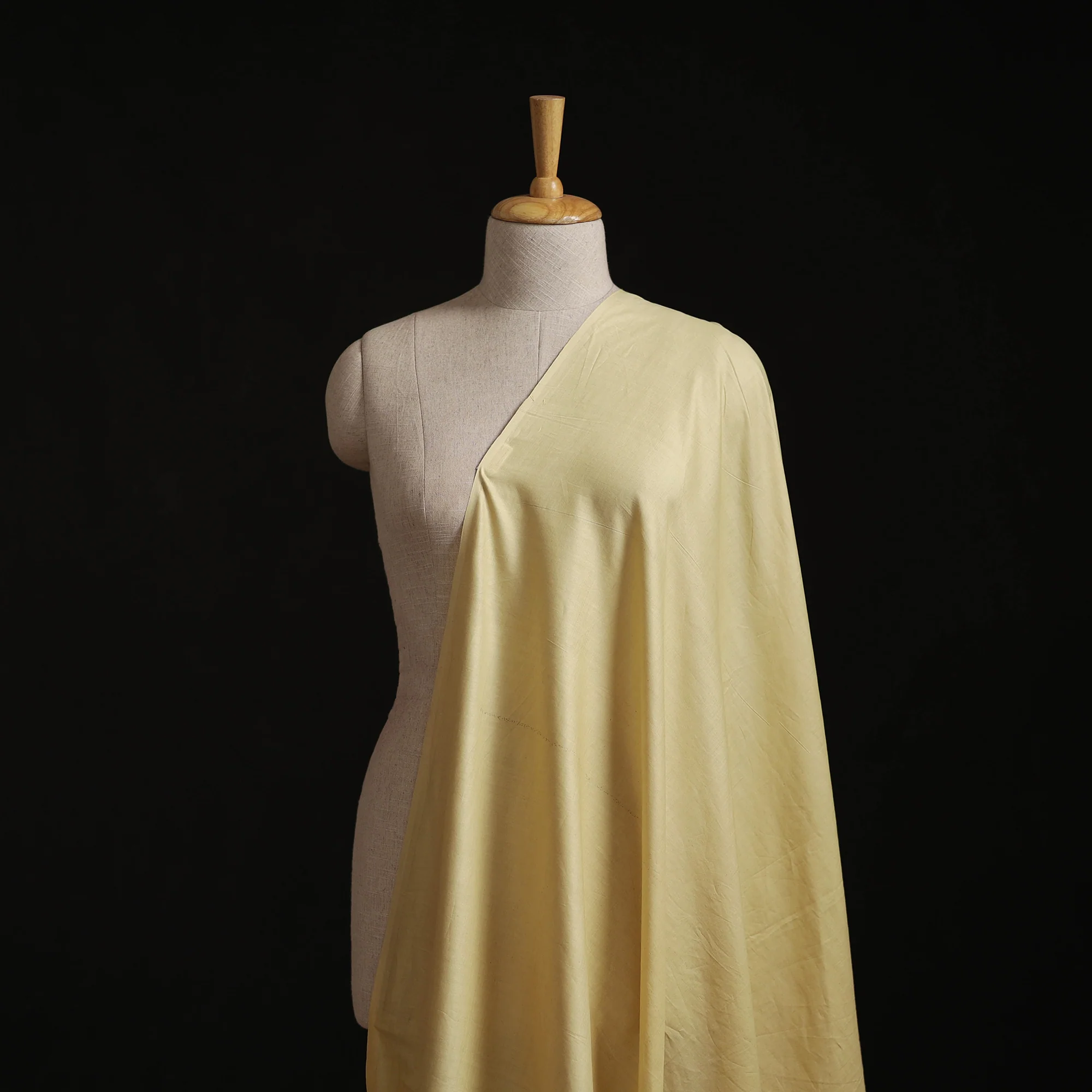 Yellow - Turmeric Balaramapuram Handloom Organic Cotton Fabric 01 - Image 2