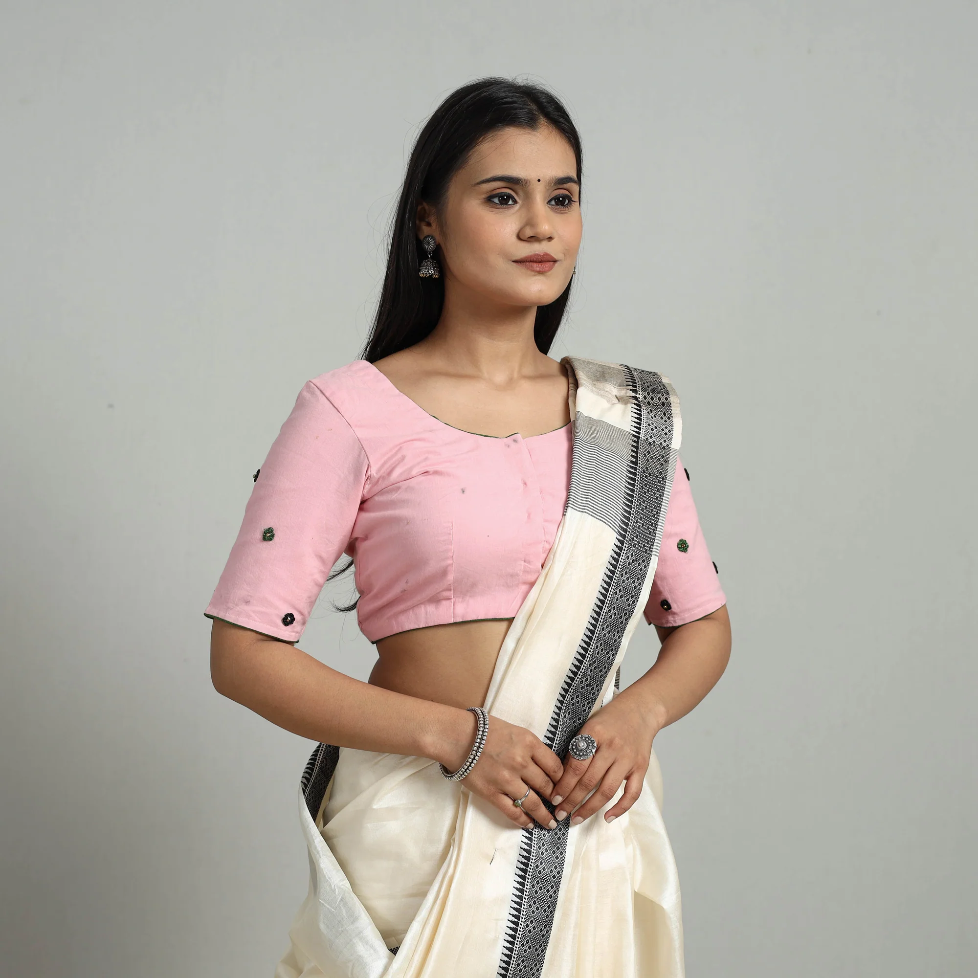 Pink - Hand Embroidery Cotton Blouse 04 - Image 2