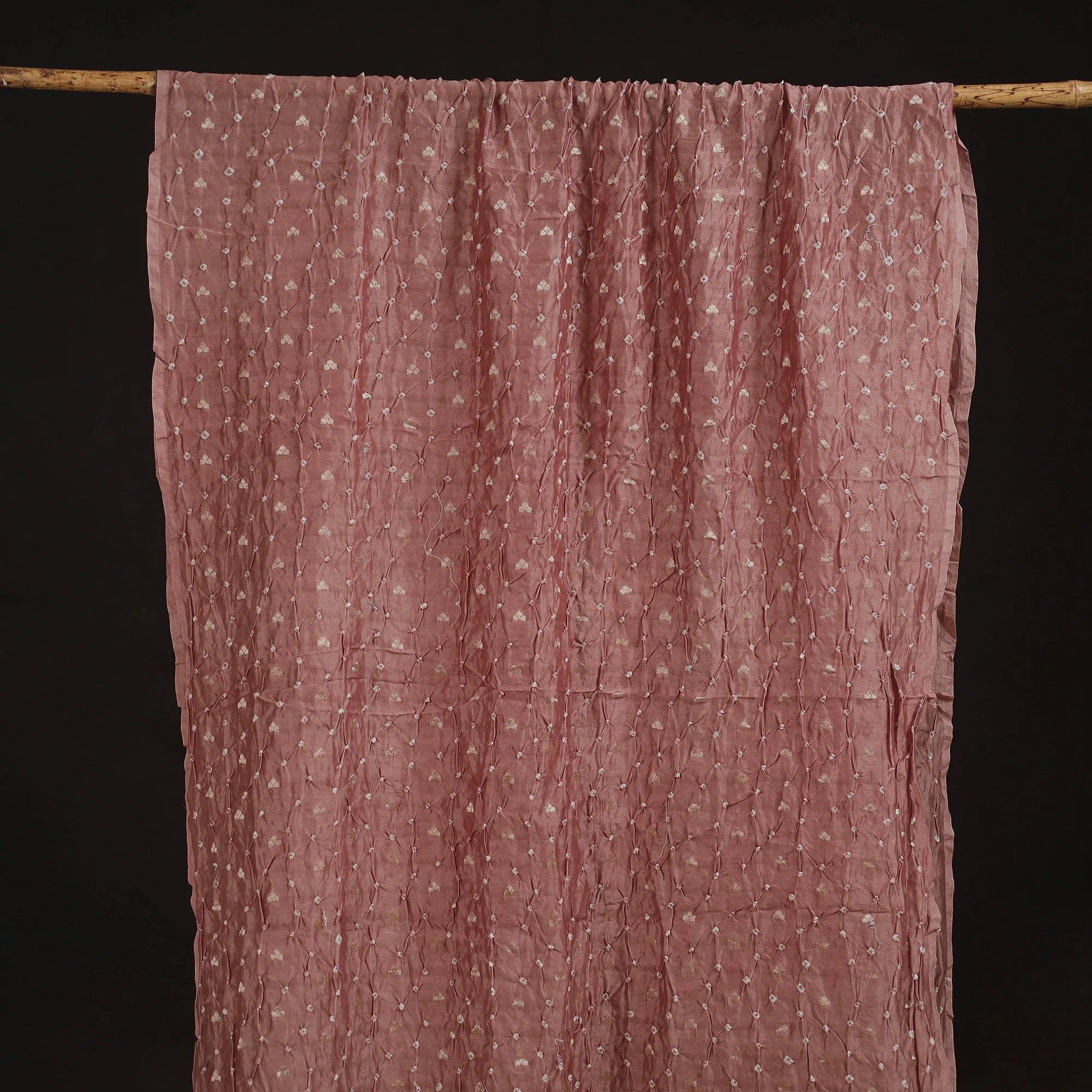 Pink - Zari Buti Silk Tie-Dye Bandhani Fabric 01 - Image 5