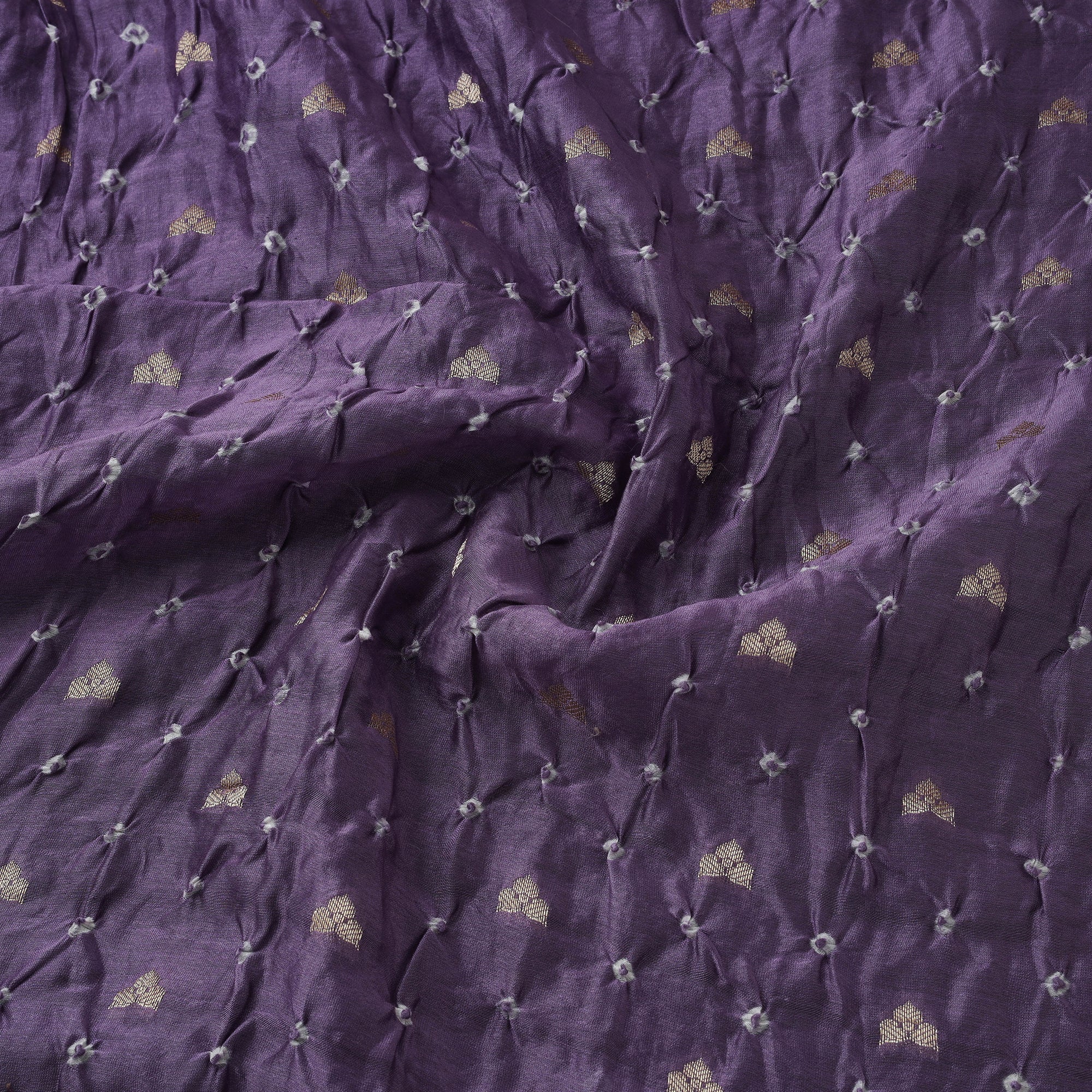 Purple - Zari Buti Silk Tie-Dye Bandhani Fabric 06 - Image 4